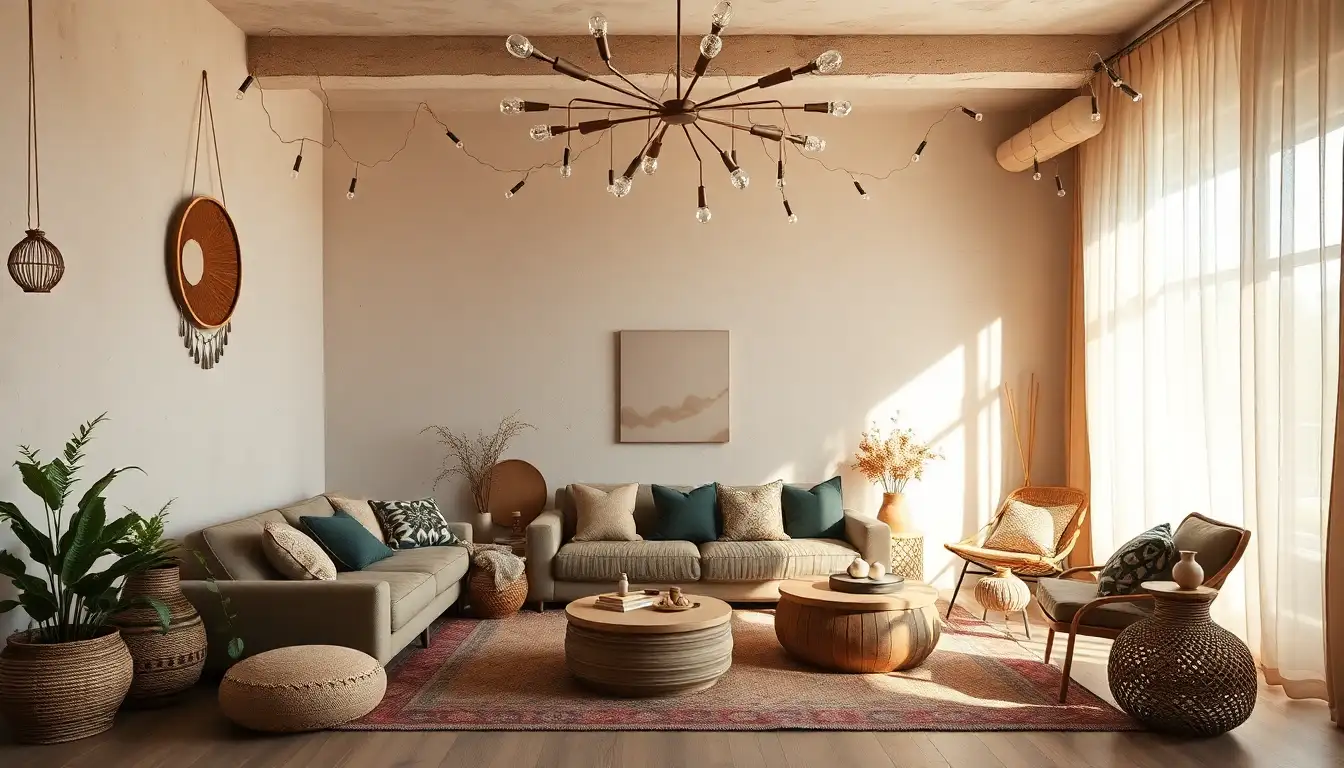 13 Pinterest Aesthetic Room Ideas to Transform Your Space 7 Bohemian living room with layered textures