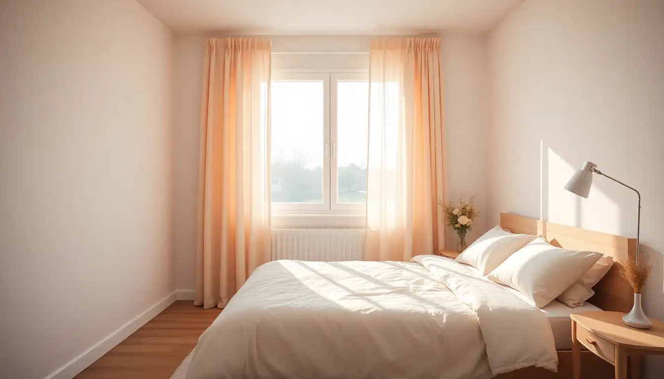 7 Danish Pastel Bedroom Ideas for a Serene Space 10 Bright Danish bedroom with pastel curtains and sunlight