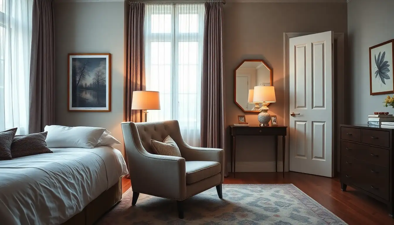 Chic accent chair complementing bedroom decor