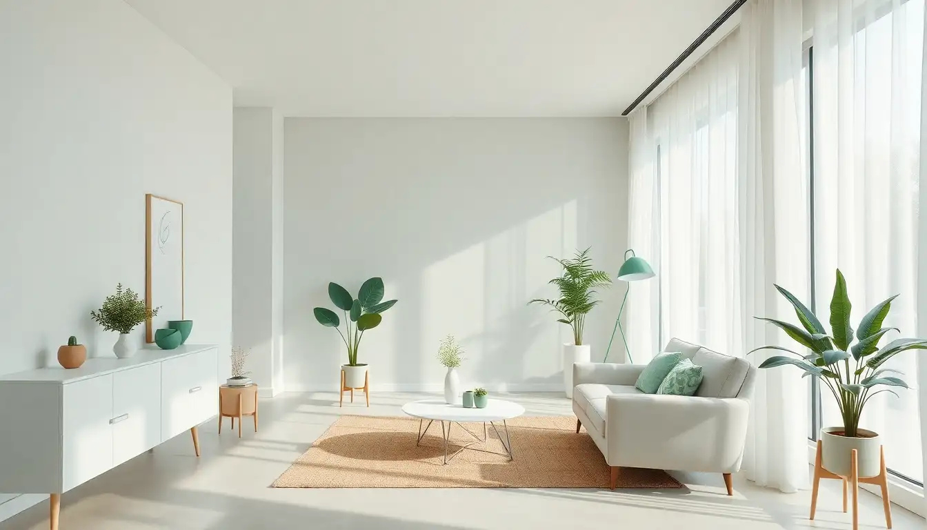 Chic green collection in a lit room