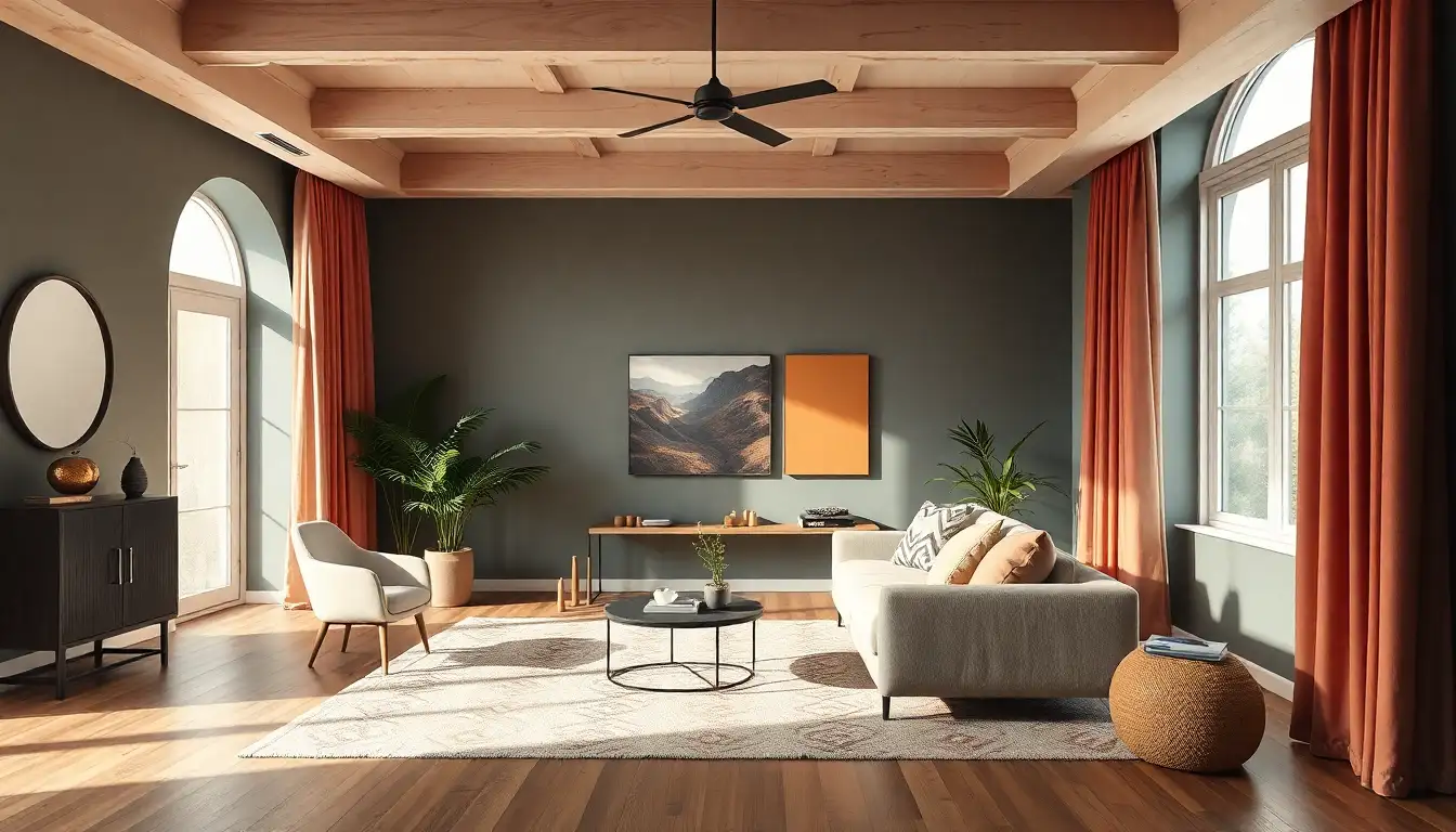 Color Palette: Earthy Tones and Bold Accents