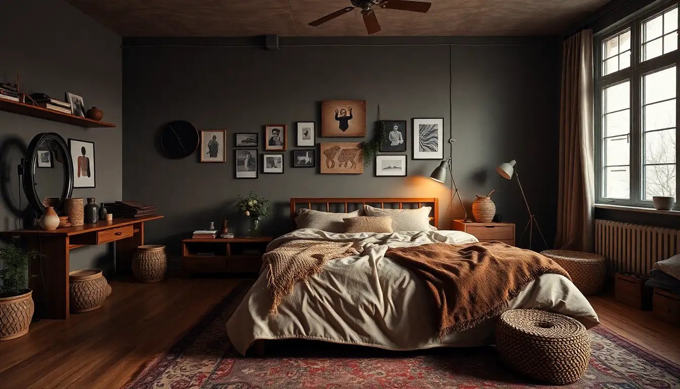 Complete grunge bedroom setup with decor