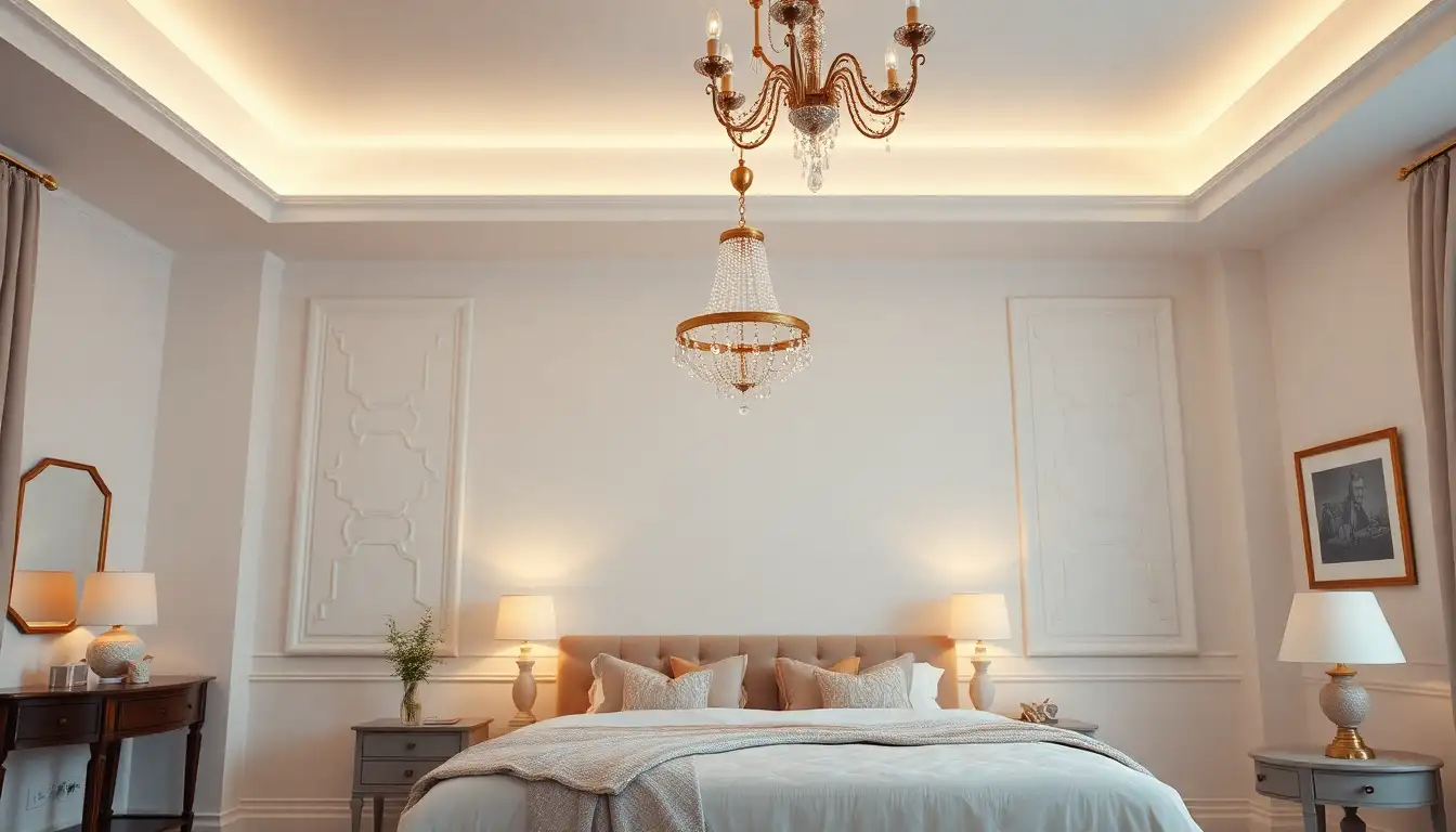 Coquette room with layered lighting