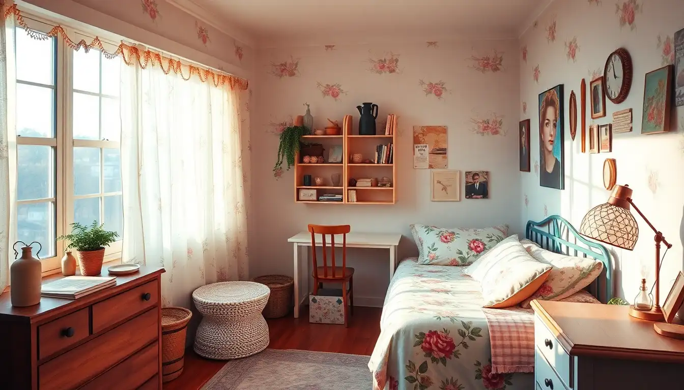 11 Dreamy Dorm Room Aesthetic Looks That TikTok is Obsessed With 7 Cottagecore dorm room with florals and vintage accessories