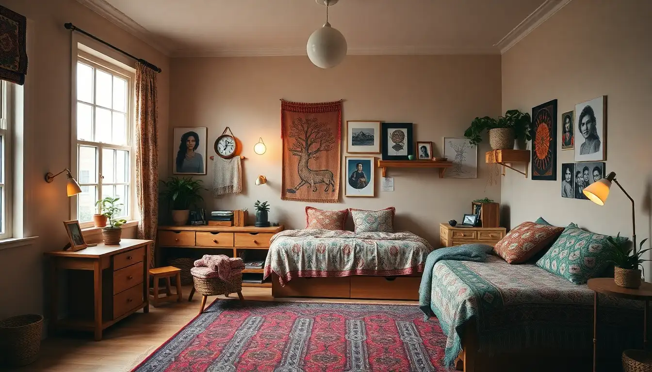 11 Dreamy Dorm Room Aesthetic Looks That TikTok is Obsessed With 6 Eclectic dorm room with global decor