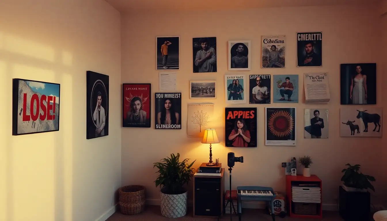 7 Emo Room Aesthetic Ideas to Transform Your Dark Space 4 Emo room wall with expressive artwork