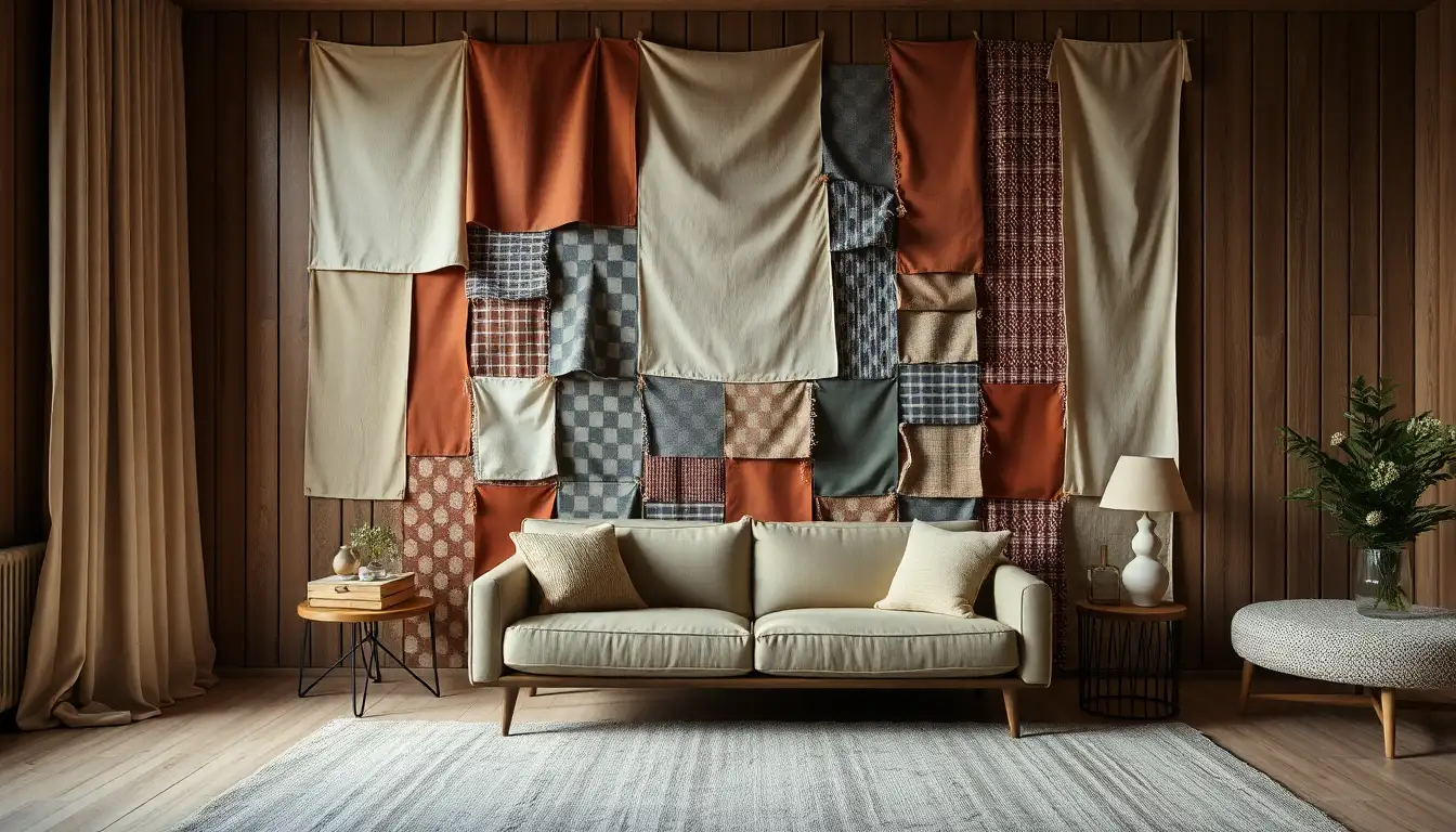 11 Aesthetic DIY Room Decor Ideas for a Beautiful Pinterest-Worthy Space 6 Fabric wall collage DIY decor