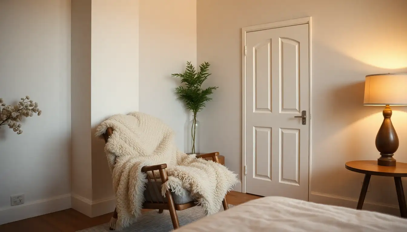 Fluffy throw blanket over a stylish bedroom chair