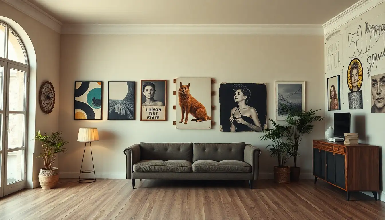 Grunge wall decor with mixed media art