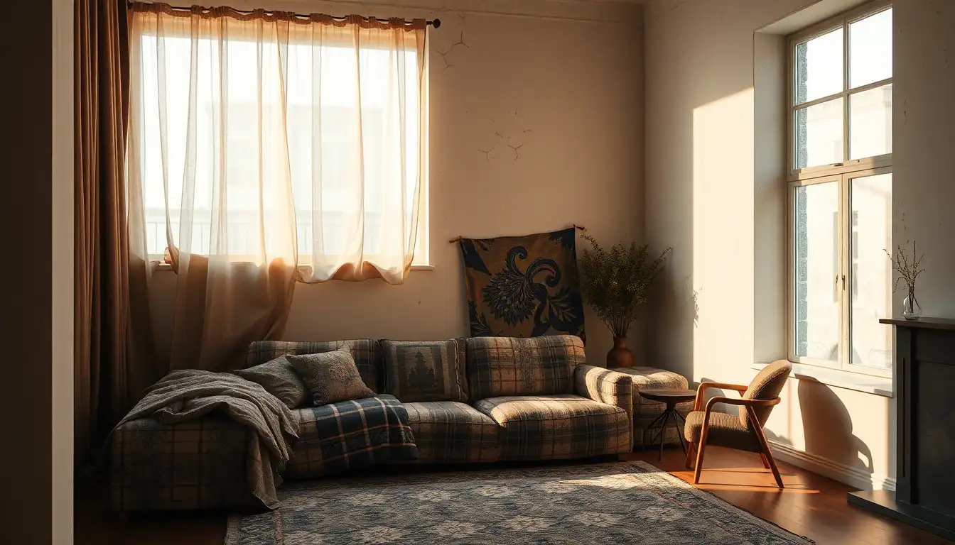 Layered patterns in grunge textiles