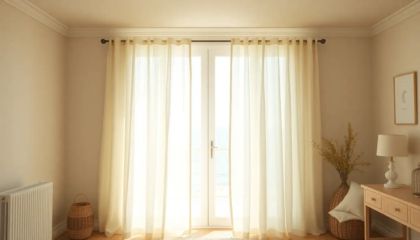 Linen curtains in a coastal-themed room