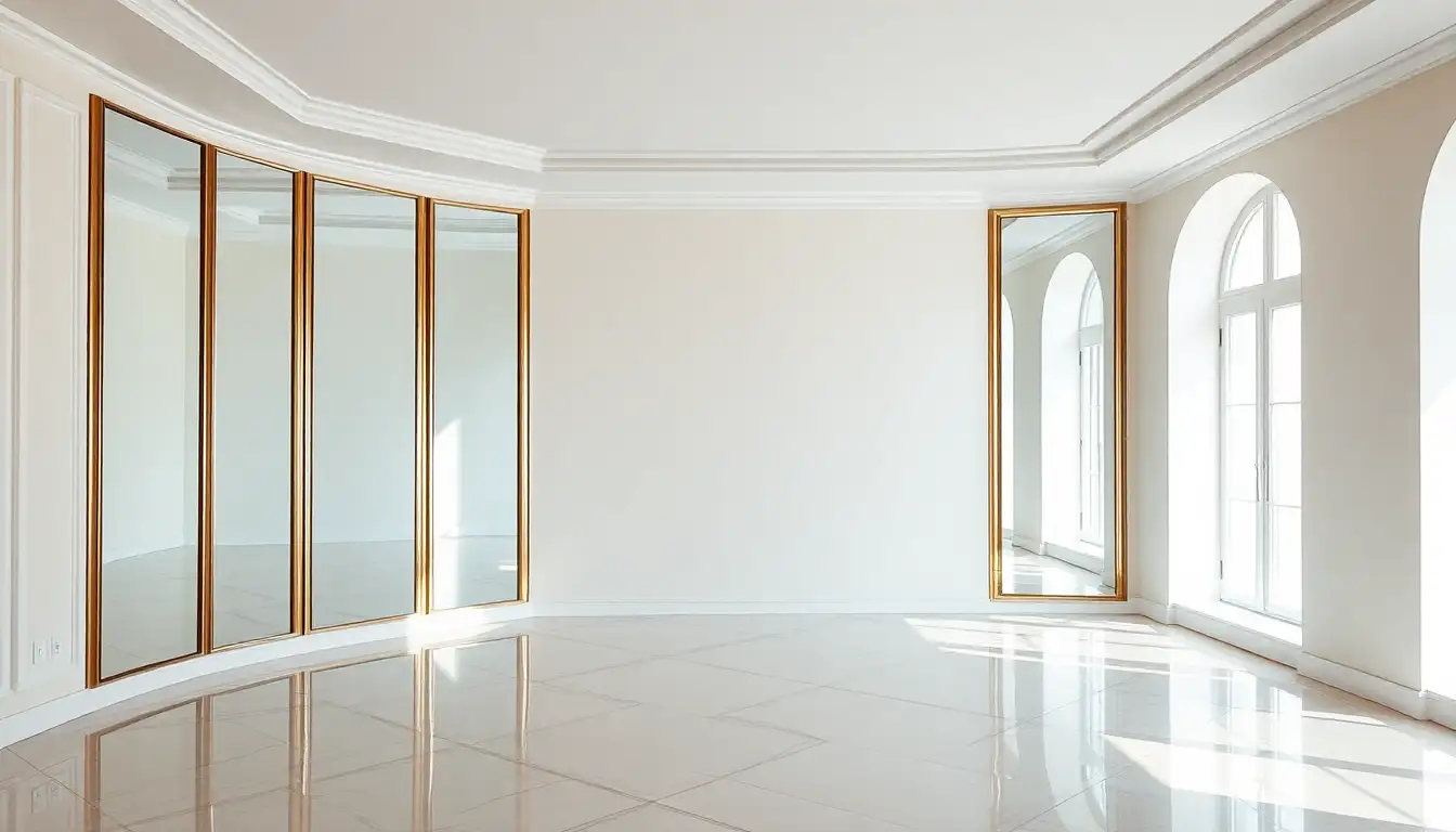 Mirrors enhancing space in a modern men's room