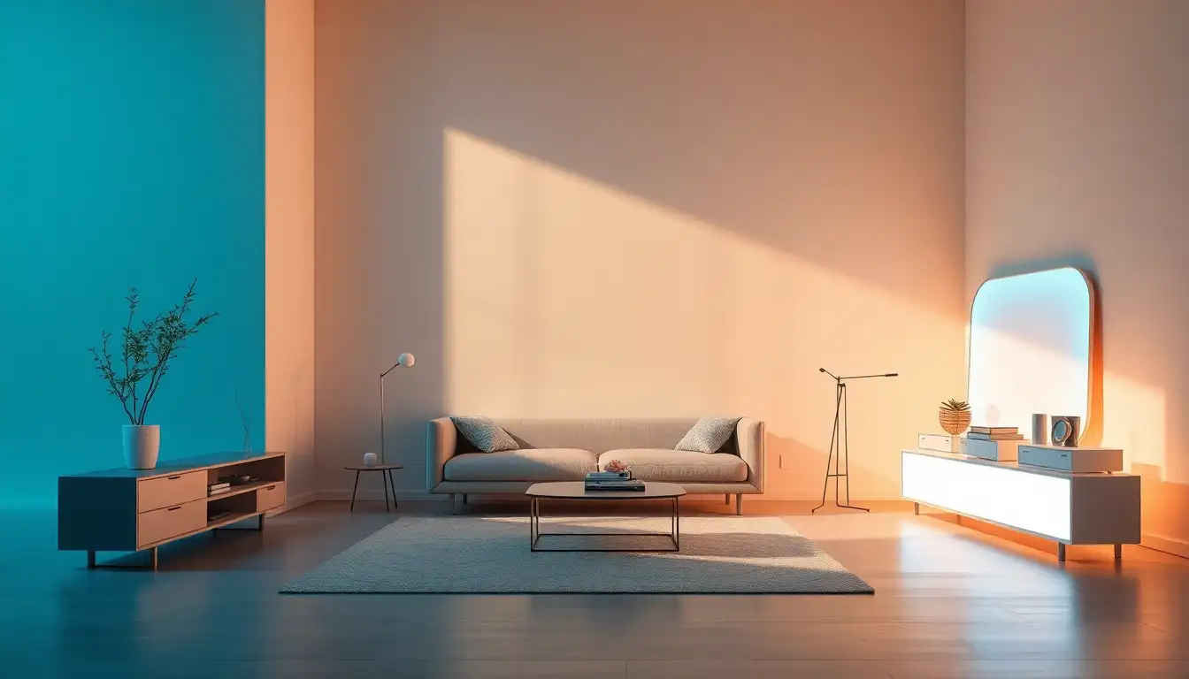 11 Chill Aesthetic Room with LED Lights Vibes for Ultimate Relaxation 7 Modern furniture with integrated LED lights