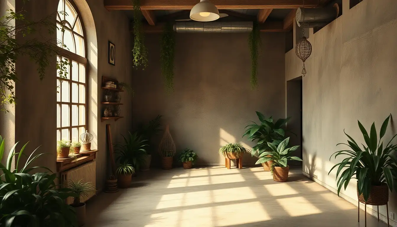 Natural elements in grunge bedroom