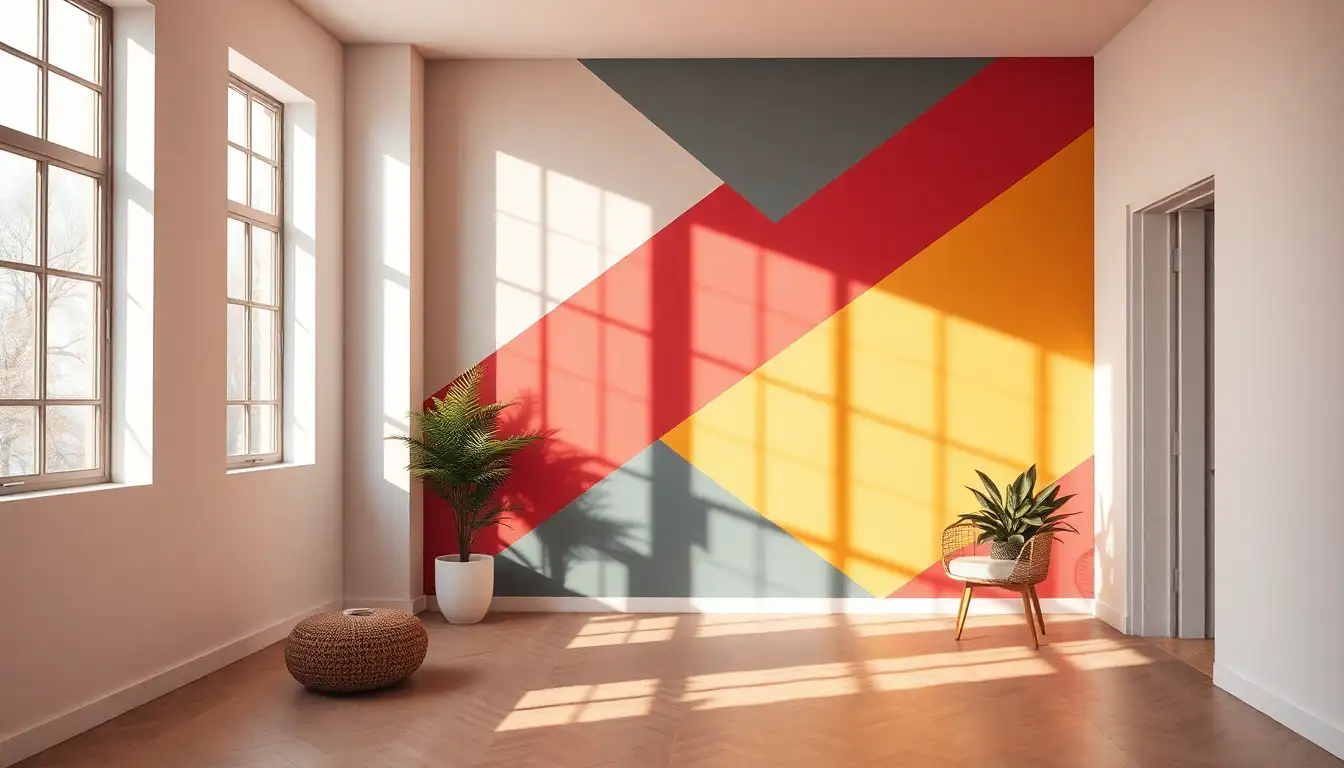 11 Aesthetic DIY Room Decor Ideas for a Beautiful Pinterest-Worthy Space 2 Painted accent wall geometric patterns