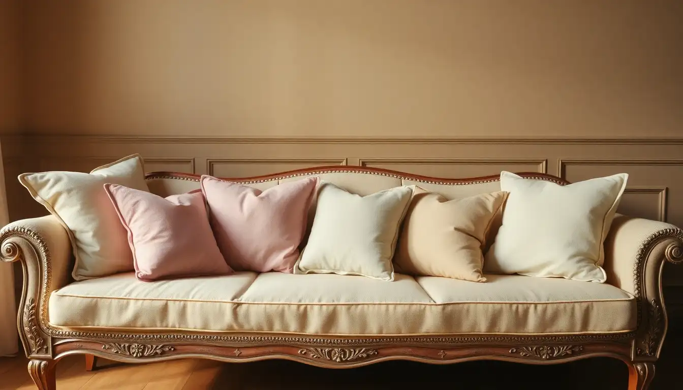 11 Timeless 80s Bedroom Aesthetic Style Ideas You'll Love Today 3 Pastel pillows on vintage 1980s couch