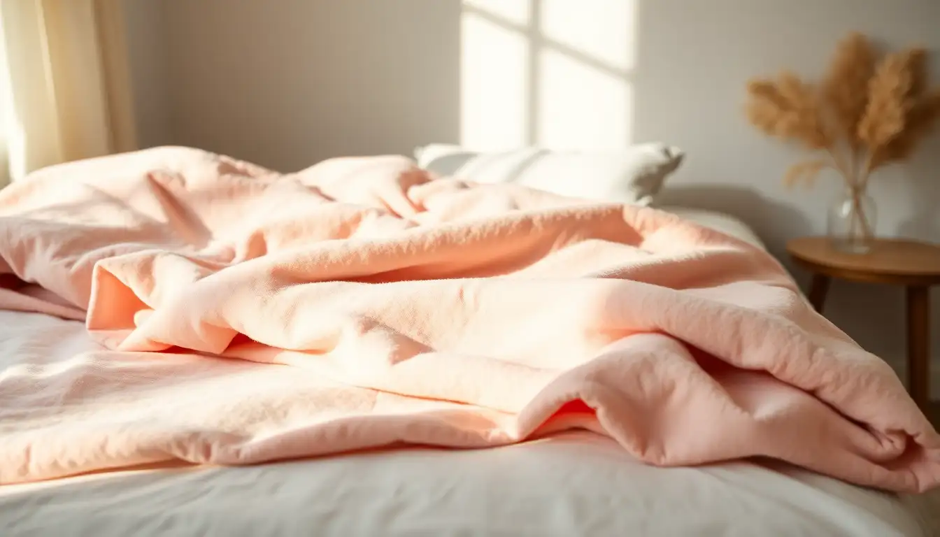 7 Danish Pastel Bedroom Ideas for a Serene Space 2 Pastel pink throw on a Danish-style minimalist bed