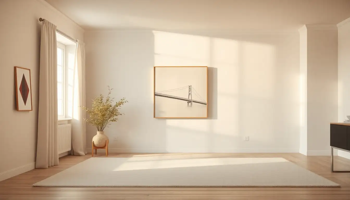 7 Danish Pastel Bedroom Ideas for a Serene Space 4 Pastel wall art in a Danish minimalist room