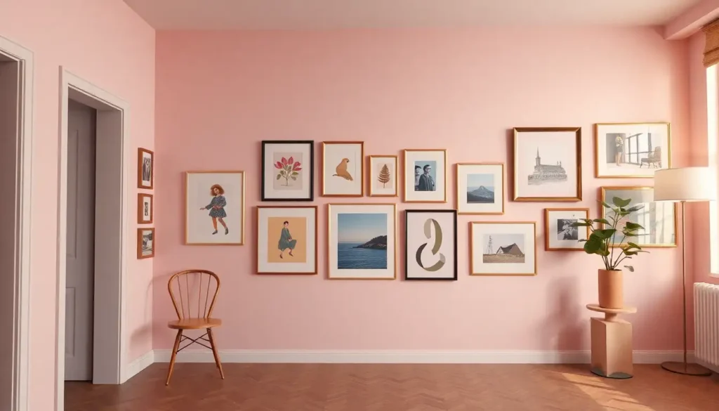 Preppy wall art with pink tones; stylish preppy wall design