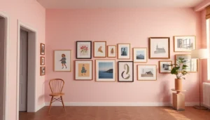 Preppy wall art with pink tones; stylish preppy wall design