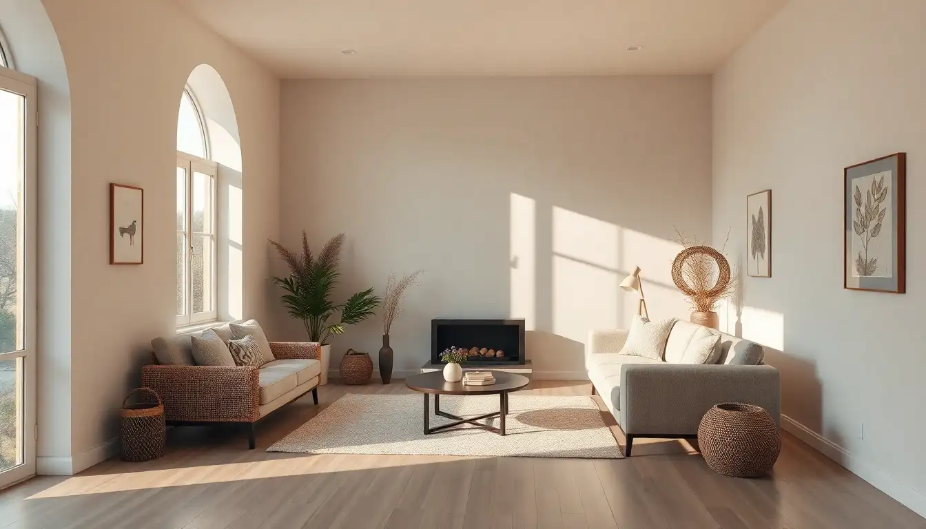 Room with minimalist style and organic decor