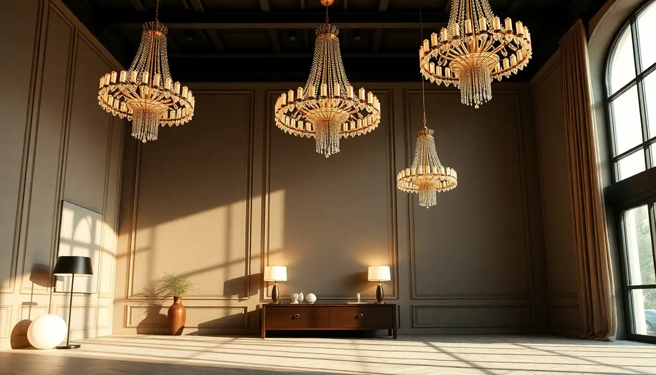 Room with striking statement lighting suitable for men's spaces