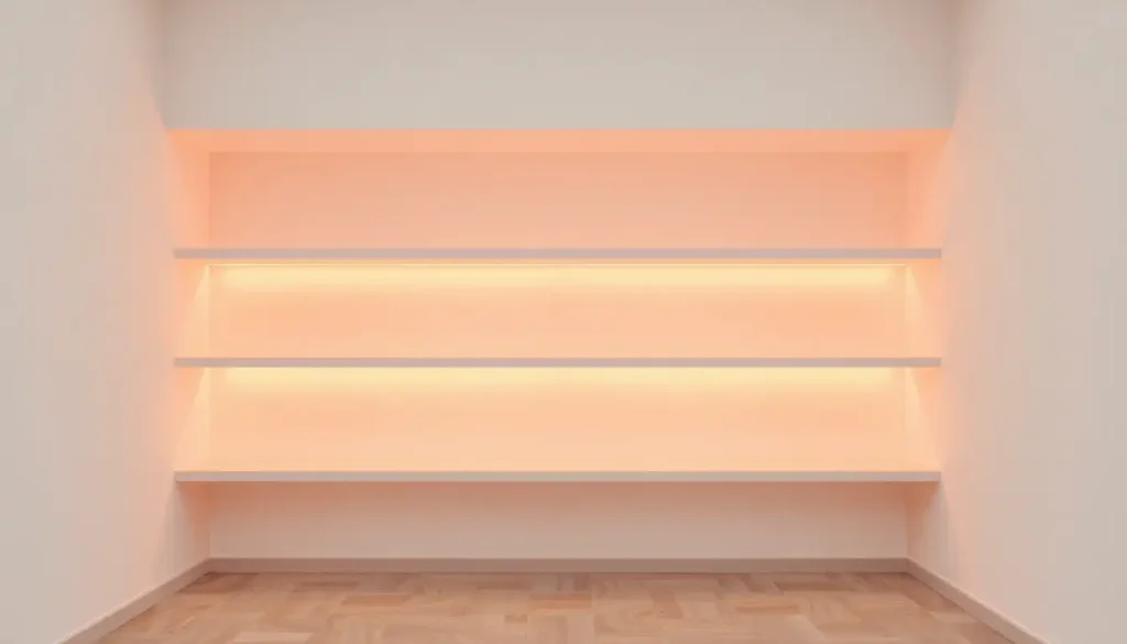 Soft glowing LED lights in a pastel room setup