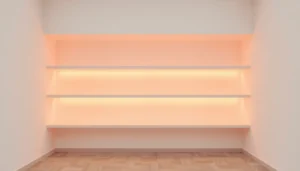Soft glowing LED lights in a pastel room setup