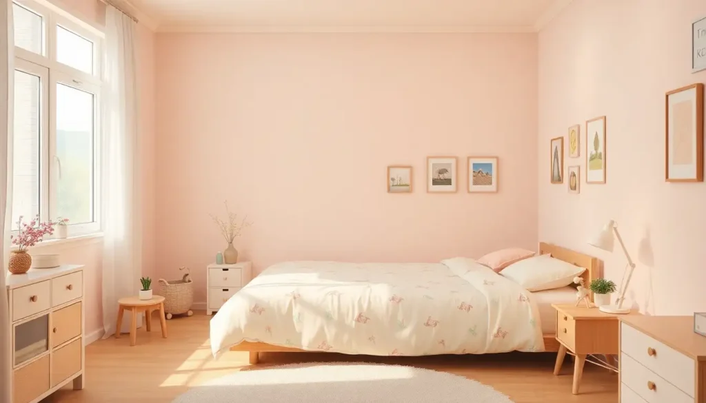 Soft pastel Korean aesthetic bedroom