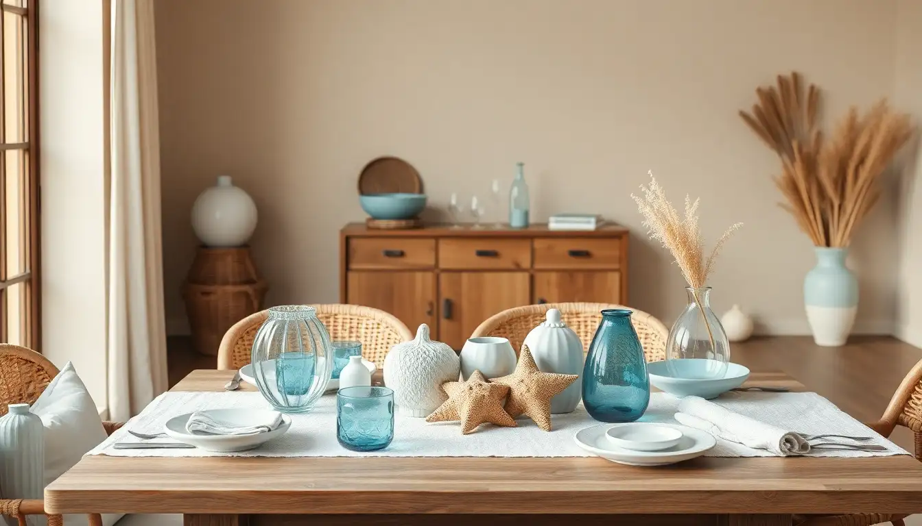 Table with beach-inspired decor