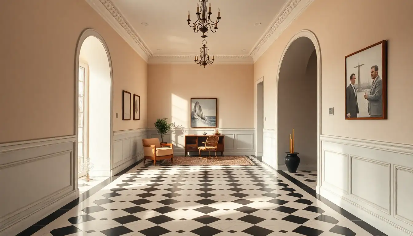 Transitional monochrome entryway with minimalist appeal