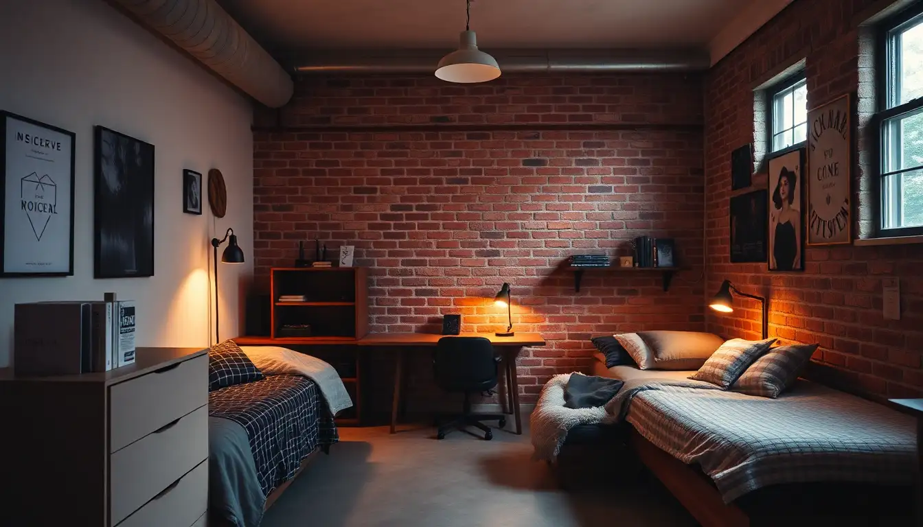 11 Dreamy Dorm Room Aesthetic Looks That TikTok is Obsessed With 5 Urban dorm room with industrial elements