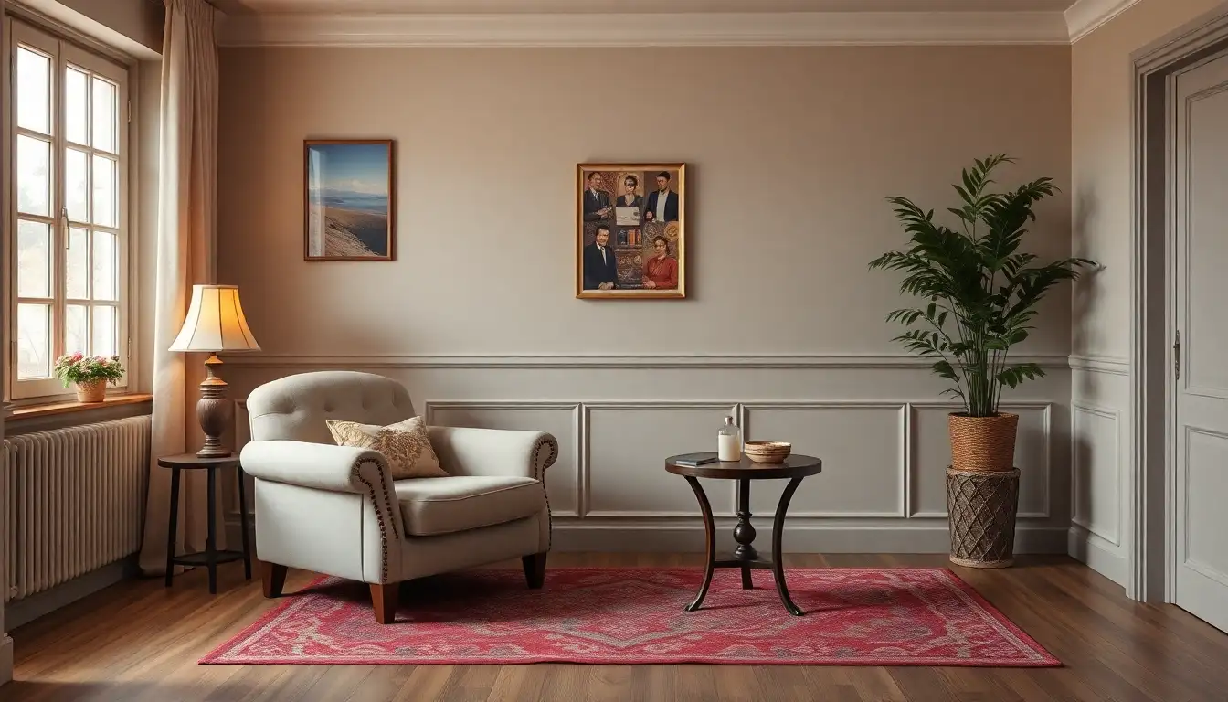 Vintage-inspired furniture in a coquette room