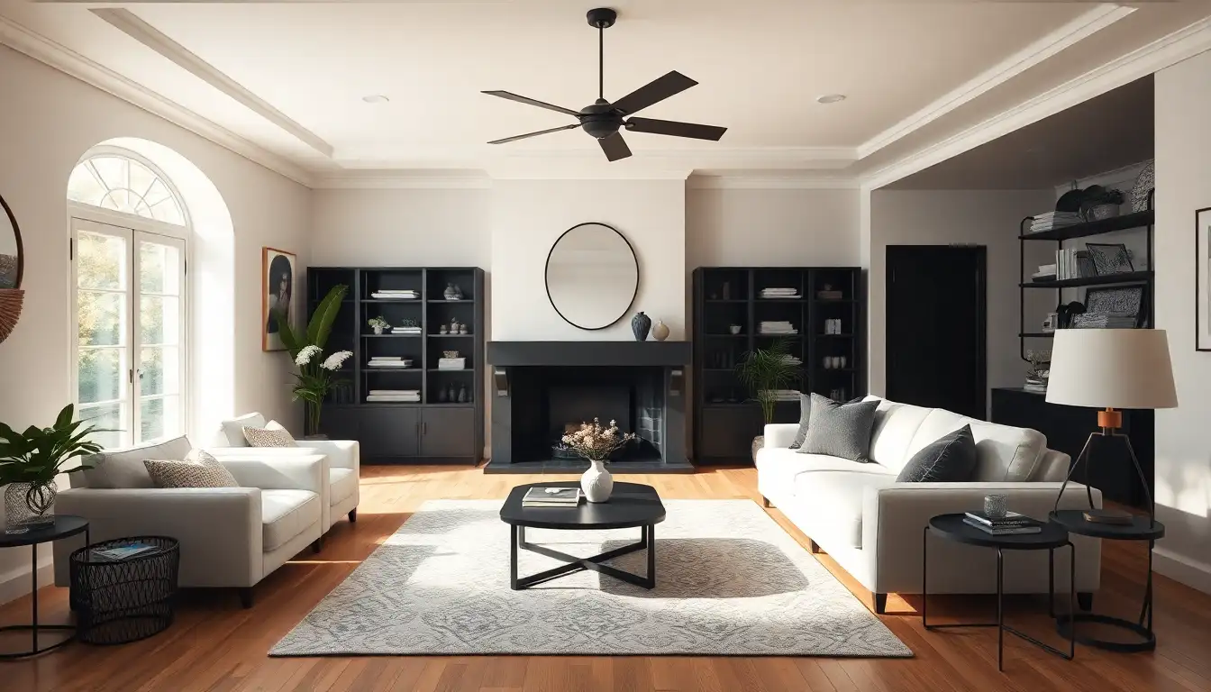 Vintage meets modern in black and white living room