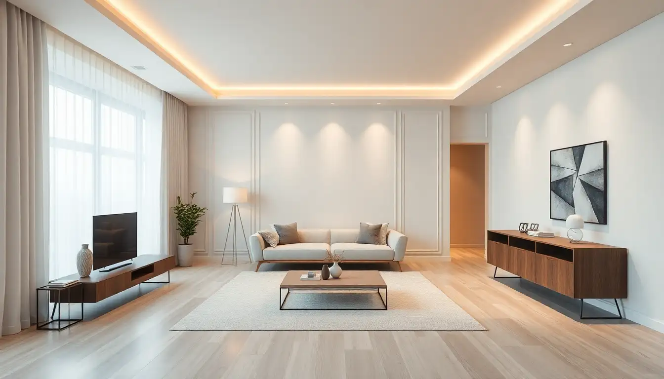 Minimalist color palette in sleek room