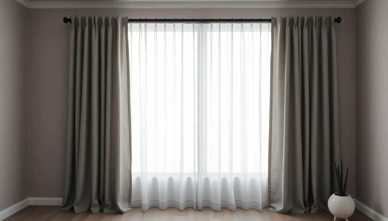 Minimalist indie window treatments with black hardware