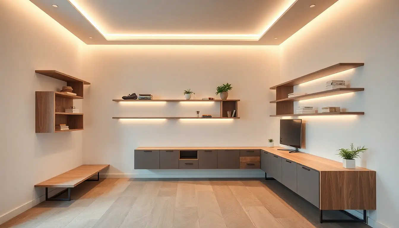 Minimalist storage solutions in room