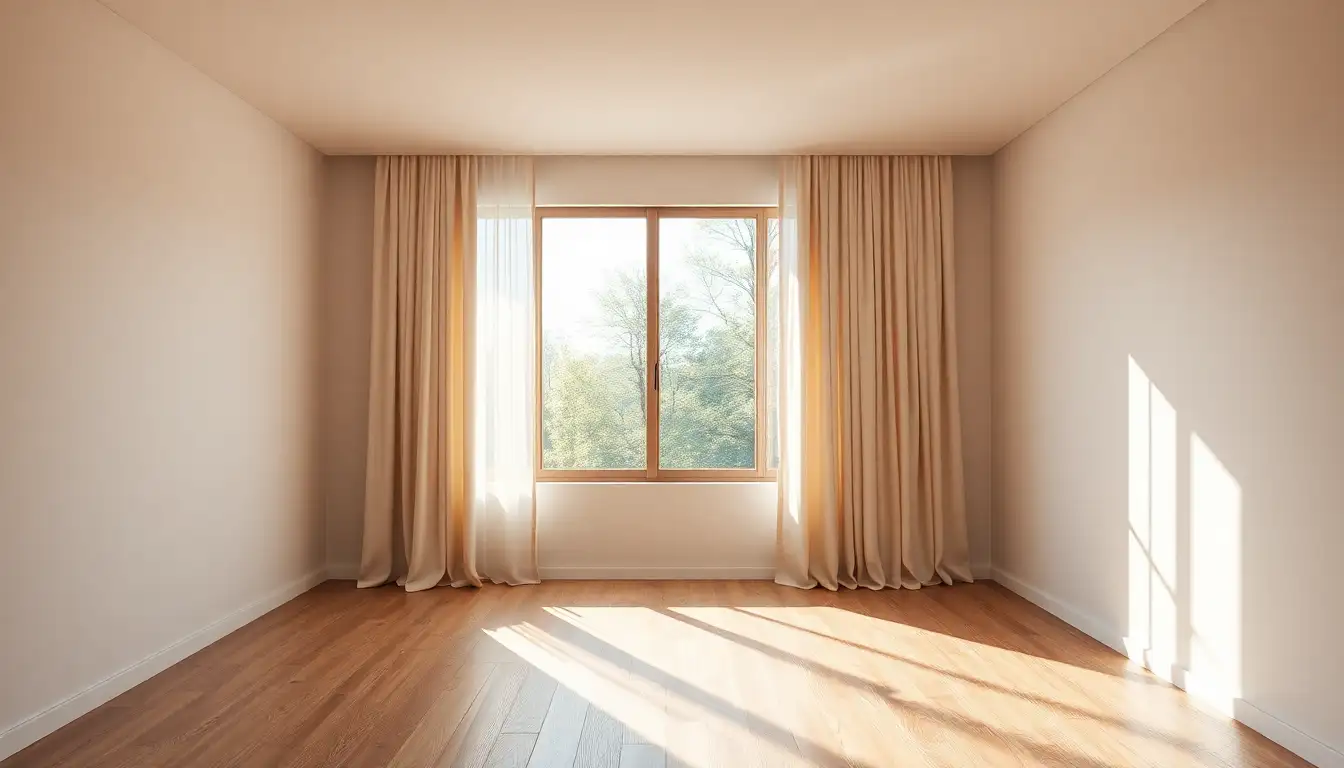 Natural light flooding a minimalist room