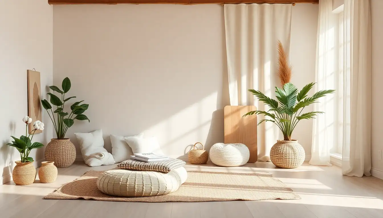 Natural materials used in minimalist room aesthetic decor